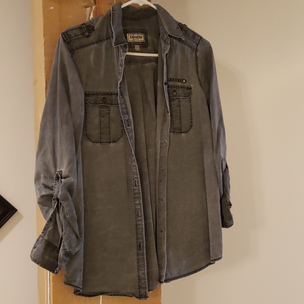 Grey boyfriend 3/4 sleeve shirt